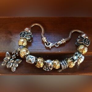 European Charm Bracelet- Pandora/Chamilia Style- Animals- 925 Silver/Gold Tone